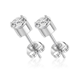 hengkaixuan 1 Pair Titanium Implant Quality Stud Earrings Hypoallergenic Cubic Zirconia 3mm 4mm 5mm 6mm Stud Earrings for Women Girls for Men for Sensitive Ears Gold Silver Rose Gold, Metal