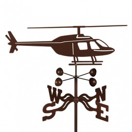 EZ Vane Helicopter Weathervane — Roof Mount, Wind Cups, Antique Copper Finish, Steel with Durable Triple Powder Coating, Handcrafted in USA