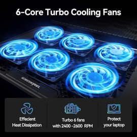 ICE COOREL Almohadilla de enfriamiento para laptop con 6 ventiladores de refrigeración, almohadilla de enfriamiento para ventilador de laptop de 13 a 