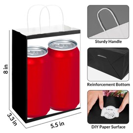 SUNEE Gift Bags with Handles 5.5x3.3x8, 100 Pcs Small Paper Gift Bags Bulk for Wrapping, Retail, Party Favors and Small Business - Black