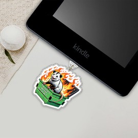 The Horrors Persist But So Do I Kindle Charms, Dust Plug Charm, Accessories Kindle 1.5 Inches Funny Opossum Dumpster Fire Animal Cute, Lightning/Type C Acrylic Material, Accessories for E-Reader