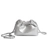 HARGIO Silver Bag Shoulder Drawstring Cinch Bag Small Mini Crossbody