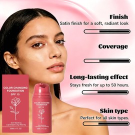 Base de Maquillaje Coreana que Cambia de Color,Maquillaje Coreano Alta Cobertura,Base para Pieles Maduras,se Adapta Automáticamente al Tipo de Piel,Hidratante y Nutritiva, para Todo Tipo de Piel (1PCS)