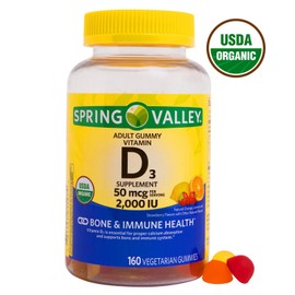 Spring Valley 2 X Vitamin D3 Gummies Bone & Immune Health Supplement 50 mcg 160CT