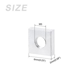 METALLIXITY Square Nuts (M3x6mmx2mm/M3x0.24"x0.08") 100Pcs, Carbon Steel Zinc-Plated Square Machine Screw Nuts - for Indoor and Outdoor, Silver