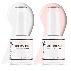 Nicedeco Hema Free Cruelty Free Vegan Gel Nail Polish 2 Pcs 15ml White Pink Color Soak Off LED U V Gel Nail Kit Manicure DIY Home for Women