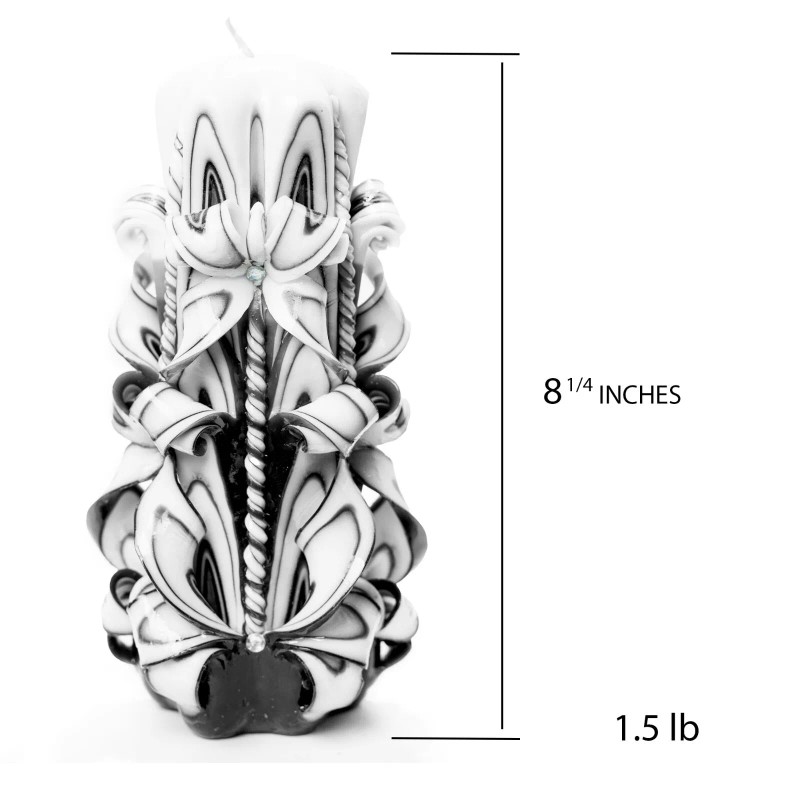 Home Decor Classic Black & Whit Carved Candle Gift for