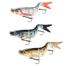 RZMZBY Set of 3 artificial bait set, fishing lure, artificial bait, fish, 10 cm / 3.93 inches, 3D Lifelike multi articulated wobbler lure, rubber fish for gift for men