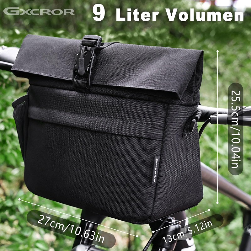 GXCROR Bicycle Handlebar Bag, 9 L, Bicycle Bag, Handlebar Bag,