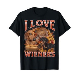 I Love Wieners Funny Offensive Dachshund Bootleg Graphic T-Shirt