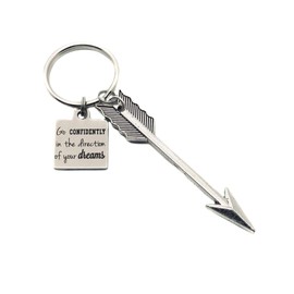 Stainless Steel"Go Confidently In The Direction Of Your Dreams" Arrow Charm Keychain, Key Chain Inspirational Gift
