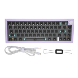 67 Keys DIY Mechanical Keyboard Kit with RGB Knob Wireless 2.4G Bluetooth 5.0 Type C Wired Hot Swappable Barebones Keyboard Purple