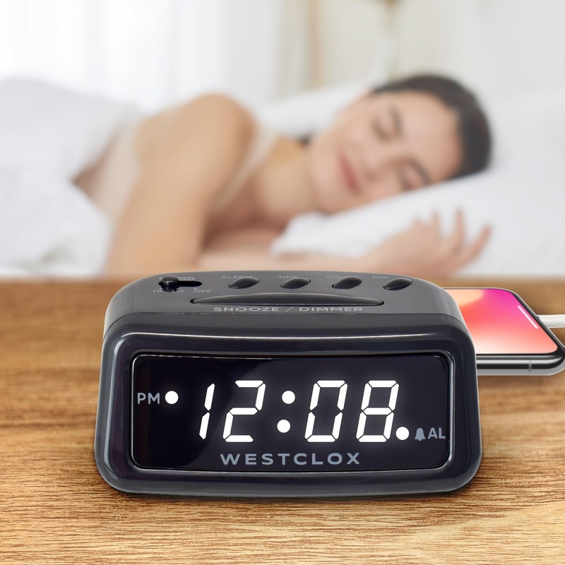 Westclox Digital LED Alarm Clock – Large Display, Electric with