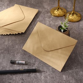 Pack of 50 Envelopes B6, 175 mm x 125 mm Envelopes Wedding B6, 120 g Vintage Kraft Envelopes, Kraft Paper Without Window, Business Envelopes, Envelopes for Wedding