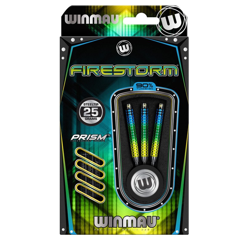 WINMAU Firestorm 25 Gram Professional Steeltip Tungsten Darts Set with