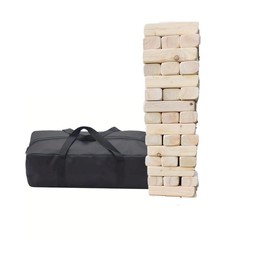 Giant Fun Games Tumble Tower Game Timbers Wood 54 Blocks Outdoor Jumbo Stacking Game for Yard and Lawn Fun, Ideal Gift for Kids and Weddings - Storage Case: Game Blocks only