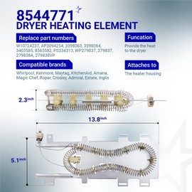 [UPGRADED] WP8544771 Dryer Heating Element Kit, 279816 Thermal Cut-Off, 279973 3392519 Thermal Fuse For Kenmore, Whirlpool WED9200SQ0 WED9550WW1 WED9400SW2 WED7300XW0 WED9150WW1 WED8300SW1 WED7800XW0