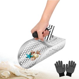 AVOFOREST Sand Scoop, Heavy Duty Stainless Steel Metal Detecting Sand Scoop, Ideal for Underwater Treasure Hunting