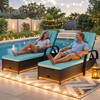 DWVO LED Outdoor Lounge Chairs, Patio Wicker Chaise Lounge Chair