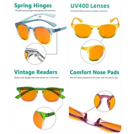 Eyekepper 10-Pack Orange Tinted Blue Light Blocking Reading Glasses Colorful Computer Readers for Women +2.25