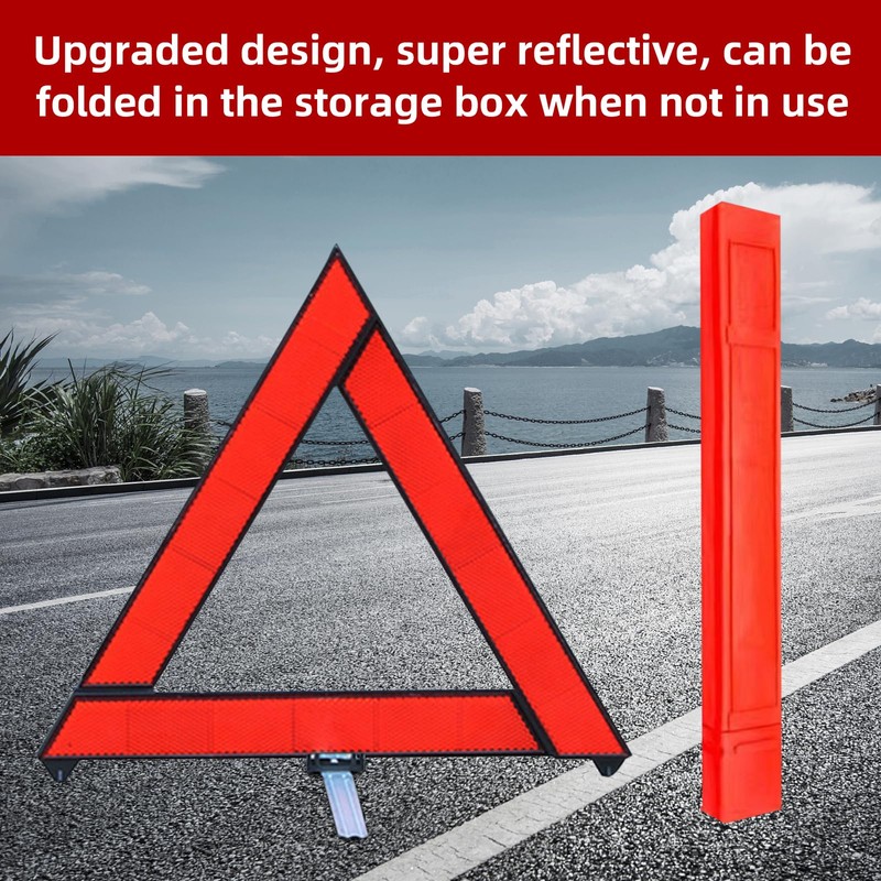 Houkary 3-in-1 Warning Triangle and Safety Vests Car Set 360