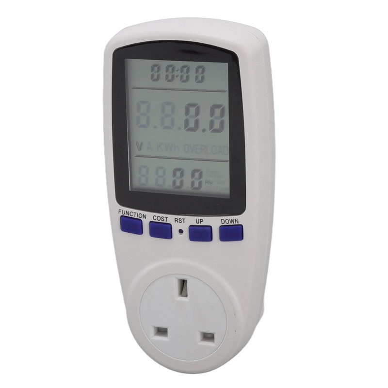 Power Meter Socket LCD Display Overload Protection LED Light Digital