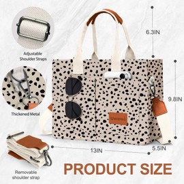 LHMTQVK Canvas Tote Bag for Women Crossbody Bag Purses Tote Bags with Pockets Travel Bags Everyday Bag Work Bags Handbags(Leopard)