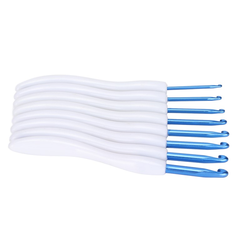 8pcs Crochet Hooks Curved Soft Handle Comfortable Portable Knitting Tool