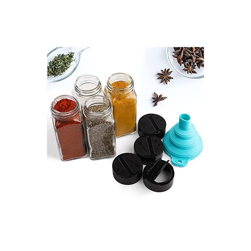 Tebery 30 Pack Glass Spice Jars Square Glass Bottles with