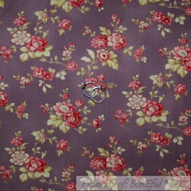 RJR Fabrics Robyn Pandolph BonEful Fabric FQ Cotton Quilt Purple Red Rose Flower Mum Garden Cottage Print S