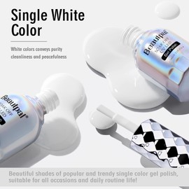 Larvall BEAUTPAL White Gel Nail Polish 15ML Soak Off UV LED Gel Polish Nail Art Manicure Salon DIY at Home, Color 101 Pure White