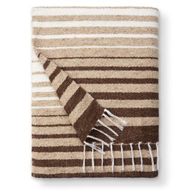 Black and Tan Mexican Blanket by Laguna Beach Textile Co - Beach, Yoga, Camping, or Decorative Throw Blanket - Traditional Handmade Serape - Mocha Tulum