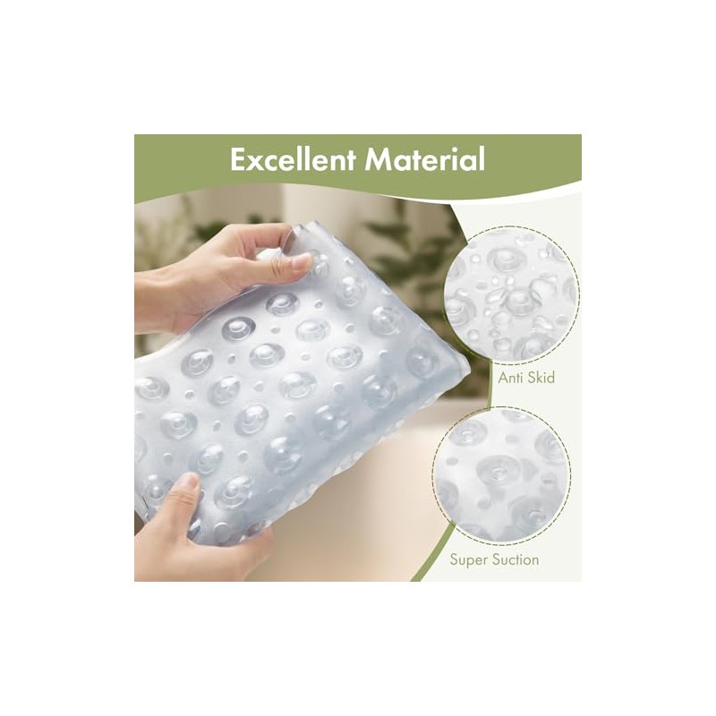 AmazerBath Non-Slip Shower Mat with Suction Cups & Drain Holes