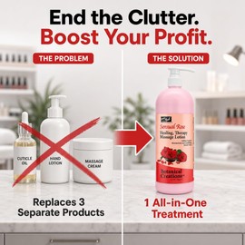 PRO NAIL Loción De Masaje Terapéutico Curativo - Pedicura Profesional, Manicura Corporal Y Con Aceite Caliente, Infusionada Con Aceites Naturales, Vitaminas, Pantenol Y Aminoácidos(Rosa Sensual, 946 M