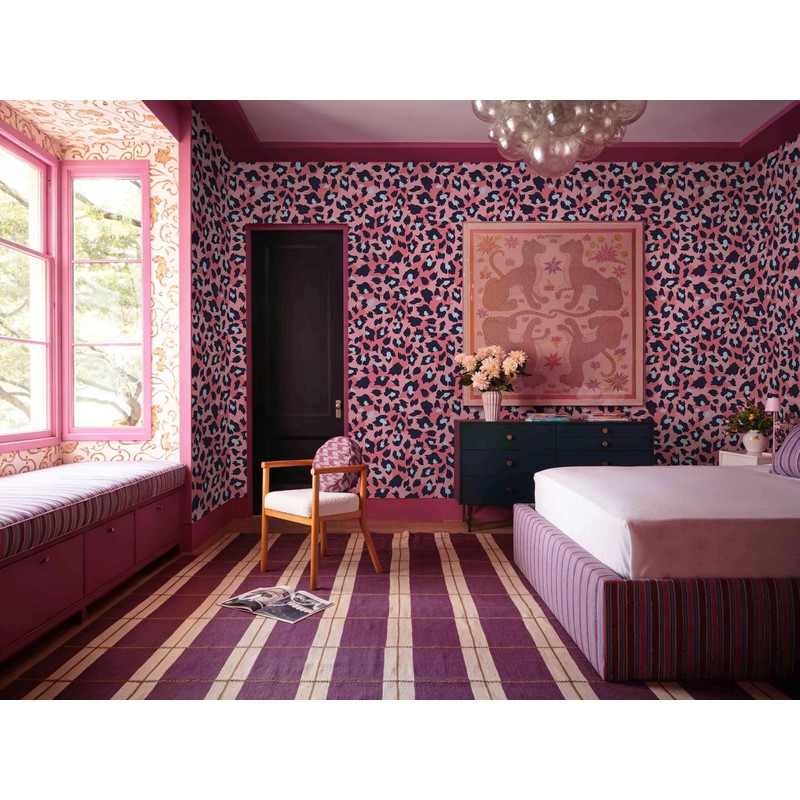 Ismoon Leopard Print Peel and Stick Wallpaper Pink Cheetah for