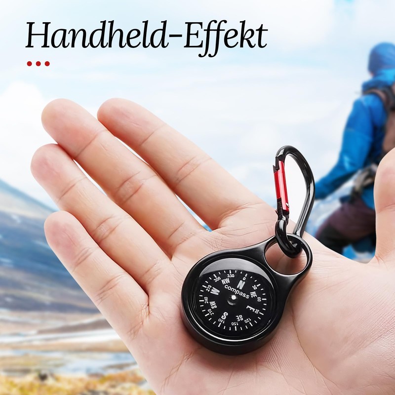 Compass with Carabiner Hook, Pocket Compass Key Holder with Compass