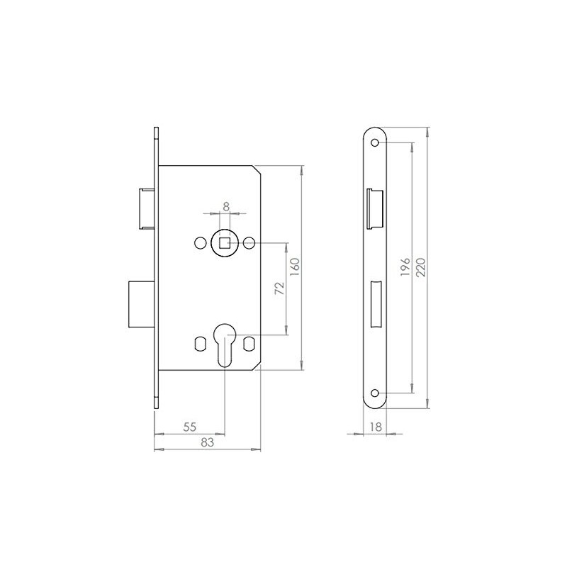 ABUS 61724 ES TGL PZ L G 55 72 Mortice
