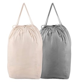 MCleanPin Washable Laundry Bags with Handles,140L Dirty Clothes Storage for College Dorm or Travel, Laundry Liner Fit Most Laundry Hamper or Basket,2 Pack (Beige & Grey)