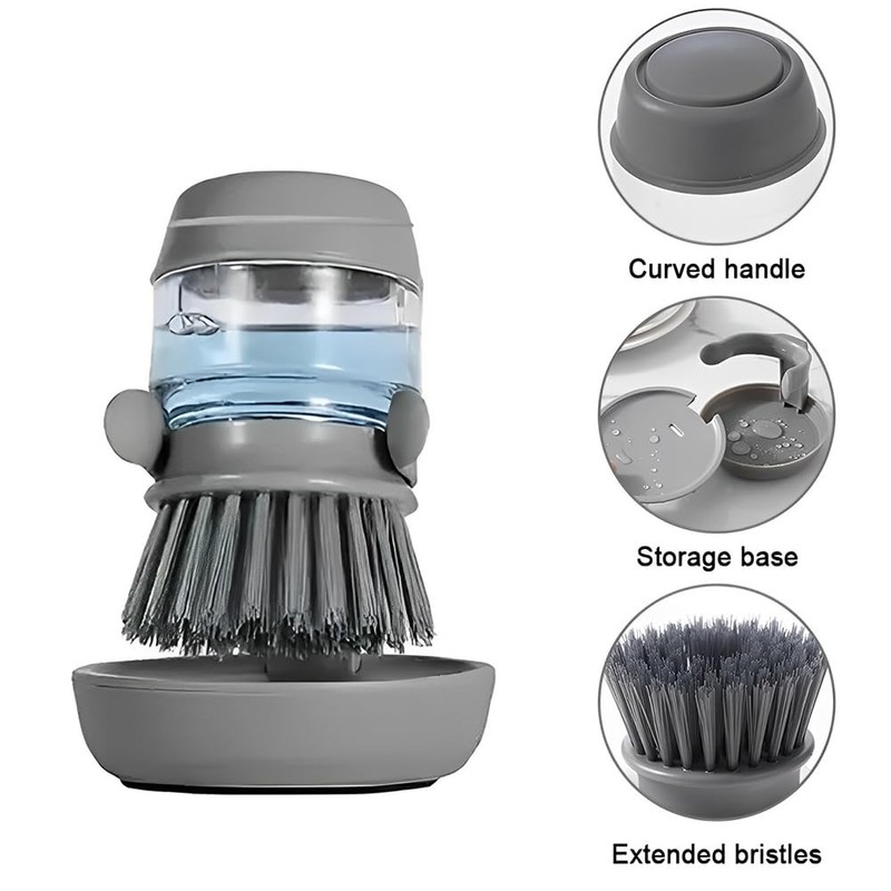 TOMVAES Pot Brush with Soap Dispenser, Soap Dispensing Palm Brush,