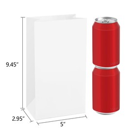 BagDream 4LB Small Paper Lunch Bags 50PCS 5x2.95x9.45 In White Paper Snack Bags Bulk for Craft, Snack, Small Lunch, Cookies, Popcorn