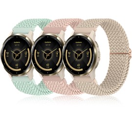 Bolesi Braid Bands for Garmin Vivoactive 4S/ Vivoactive 3S/ Venu 2S / Venu 3S, 3 Pack 18mm Stretchy Nylon Loop Soft Sport Band Quick Release Wristband Breathable Elastic Strap for Men Women