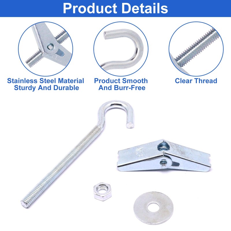 BENLIUDH 10pcs Ceiling Hooks, M6 × 100mm Spring Toggle Wing