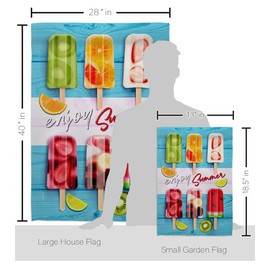 Breeze Decor Sweet Popsicles Garden House Flag Set Summer Fun in The Sun Beach Pool Luau Tropical Party Season Outdoor Summertime Sunny Decoration Banner Small Yard Gift Double-Sided, Made in USA
