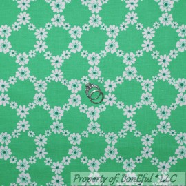 Michael Miller Fabrics BonEful Fabric FQ Cotton Quilt Green White Teal Dot FLOWER Pattern Print Calico
