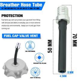 MCHMFG 6 Pcs Fuel Gas Tank Cap Breather Vent Hose for 50cc 110cc 125cc 150cc SSR XR50 Apollo Pit Dirt Bike Tao tao Kids ATV Quad Bike (Silver)