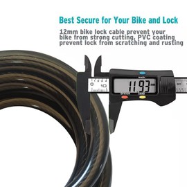 GOLDPOOL Bicycle Lock for Kids Combination Code Cable Lock Colorful 120cm Steel Cable Coated (Black)