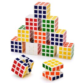 Willingood Mini Rubik's Cube, White, Pack of 12, 3 x 3 x 3 cm, Party Bags, Children's Birthday Party Favours for Christmas, Travel Games, Birthday, Girls and Boys