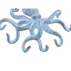 Rustic Dark Blue Whitewashed Cast Iron Octopus Hook 11 Inch