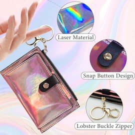 AdiStylinno Womens Card Holder, Waterproof PU Leather Credit Card Holder Multifunctional Card Holder Wallet with Zipper (Purple)