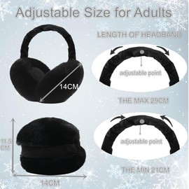 FSMILING Adjustable Winter Ear Warmers Plush Earmuffs Winter Earmuffs Ear Warmer for Women Girls 1/2 Pack, Black & Rose